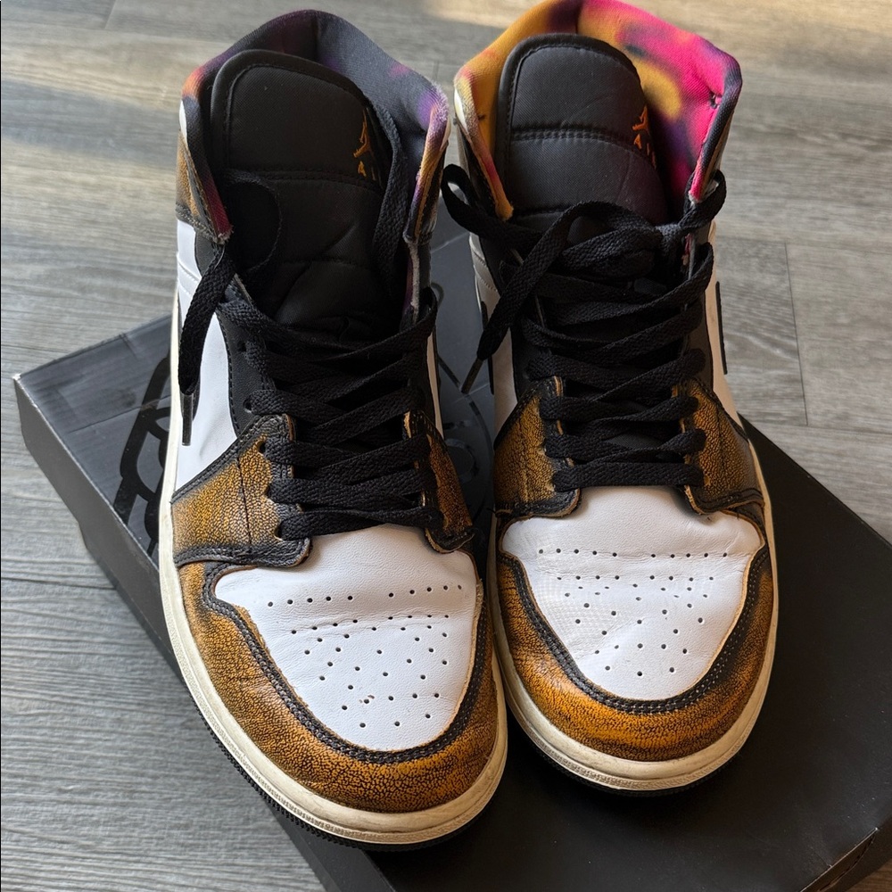 Jordan Black White Brown High-Top Sneakers